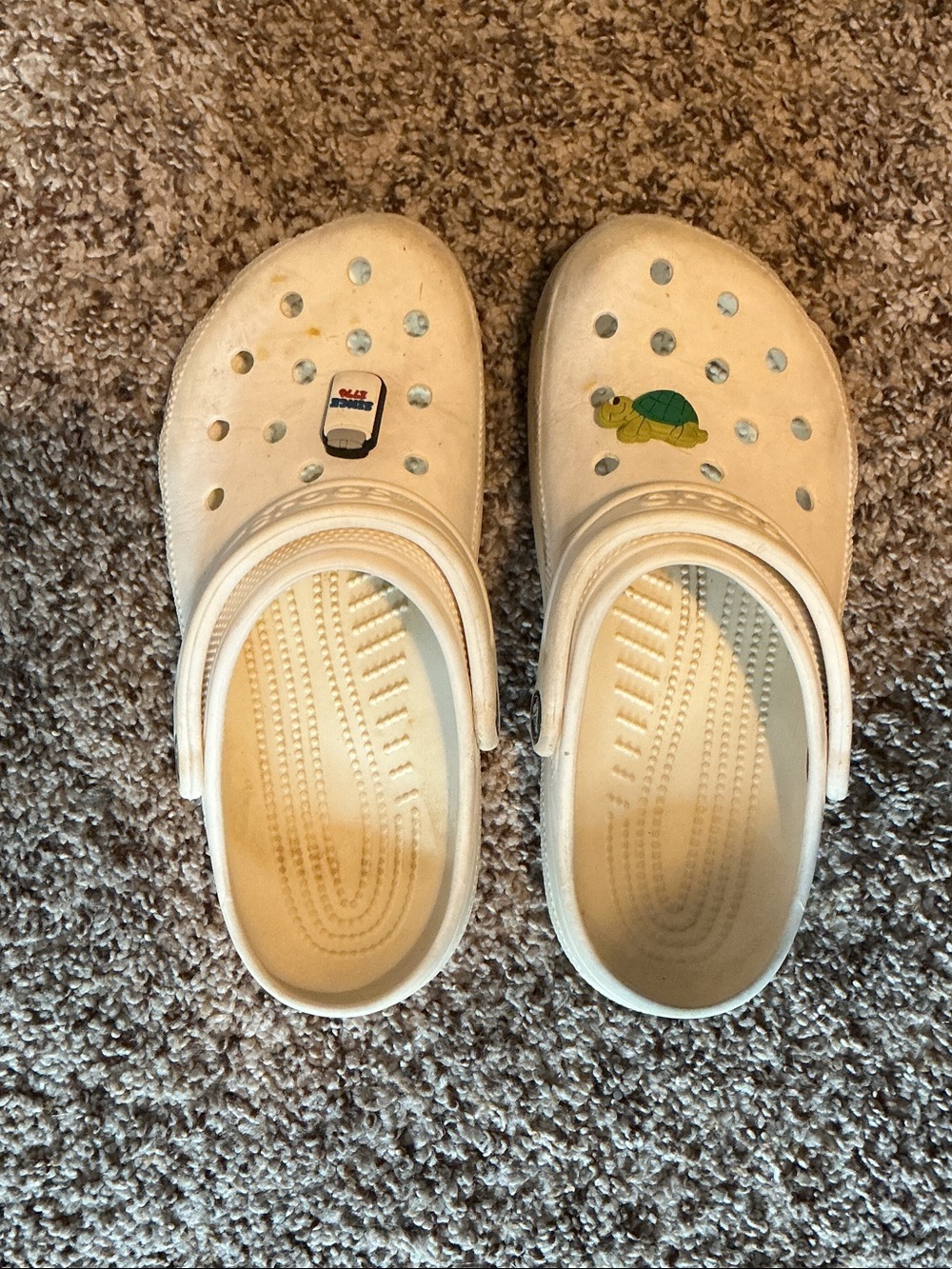 Kids Cream Water Clog Sandals with Turtle Charm